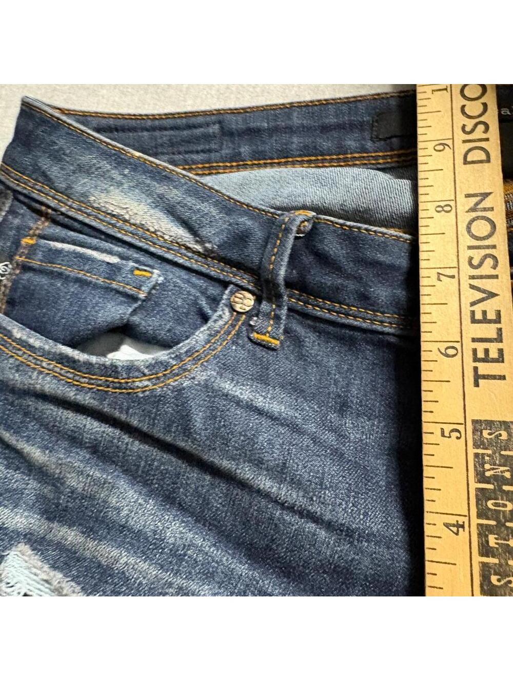 Sneak Peek Distressed Skinny Jeans Womens Size 9 Blue Denim Ripped Low Rise - Picture 8 of 13
